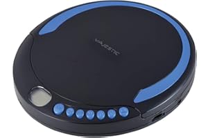 New Majestic DM 1550 MP3 - Lettore CD/MP3 Portatile con Funzione Antishock, Presa Cuffie, Auricolari Inclusi, Nero Blu