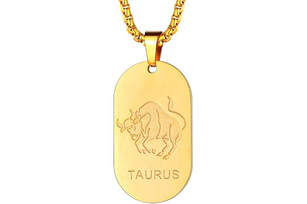 FaithHeart Collier Signe Astrologique Or Homme Femme Acier Inoxydable,Pendentif Plaque Militaire Zodiaque avec Chaîne Réglable