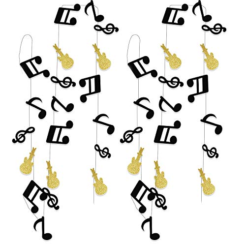 HappyField Music Note Garland Black Gold G Clef Garland, Music Party Banner, Music Theme Party Decorations, Music Birthday, Rock Star Birthday Rock and Roll Party, Black Gold Music Theme Theme