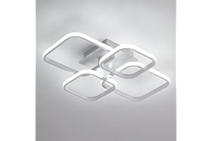 Goeco LED Ceiling Light，54W 58 cm Modern Square Design LED Ceiling Lamp with 4 Light Tubes 6500 k Cold Light LED Light Fixture for Living Room Bedroom Office Dining Room