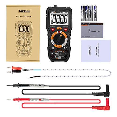 Tacklife DM01M Advanced Version Digital Multimeter Multi Tester mit 6000 Counts, True RMS, 1000V Non Contact Voltage, Temperatur, Live Wire, Beep Kontinuität Test mit hintergrundbeleuchtetem groß LCD anwendbar für DIY(Schwarz/Rot) - 8