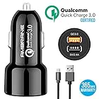Ambrane ACC-11QC Instant 5.4A Dual Port Car Charger (Qualcomm Certified) with Quick Charge 3.0 + Free Micro USB Cable - (Black)