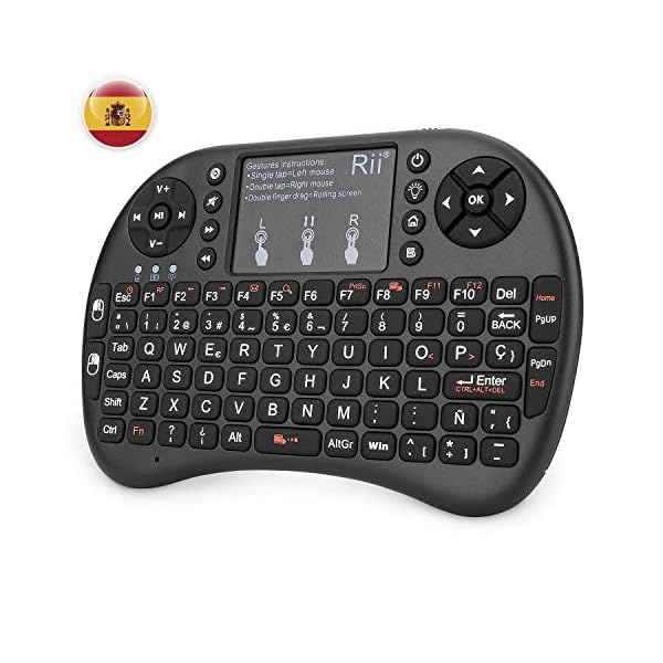 (Actualizado, Retroiluminado) Rii i8+ Mini teclado inalámbrico 2.4Ghz con touchpad integrado, retroiluminación Led y…