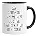 Produktbild MoonWorks Spruch-Tasse Kaffee-Tasse Das Schönste an Meinem Job ist, DASS der Stuhl Sich dreht Kaffeetasse Teetasse Keramiktasse schwarz Unisize