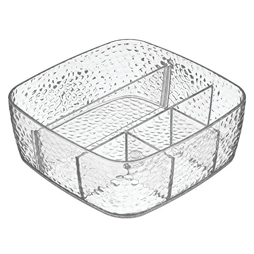 InterDesign 55050EU Rain Kosmetik-Organizer mit herausnehmbarem Teiler für Waschtisch/Schrank, Pflegeprodukte, Plastik, clear, 16,51 x 16,51 x 6,35 cm