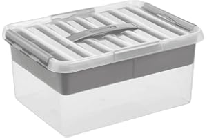 Sunware Q-Line Multi Storage Box 15 Litre Transparent Metallic colour