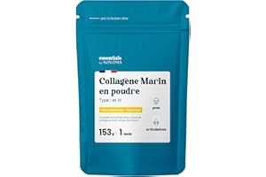 Collagene Marin Poudre Type 1 et 3, Non Aromatisé, 5g par jour, Cure de 30 jours, Peptides Hydrolysés 2000 DA, Peau Hydratée & Articulations Souples, Sachet 153g, Essentials by Novoma