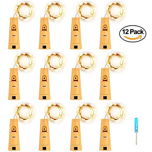 Wine Bottle Lights with Cork,RcStarry(TM) 3.3Ft/1M 10 LEDs Cork Lights for Bottle 12 Pack,Copper Wire Bottle Lights for DIY, Party, Decor, Christmas, Halloween,Wedding(Warm White)