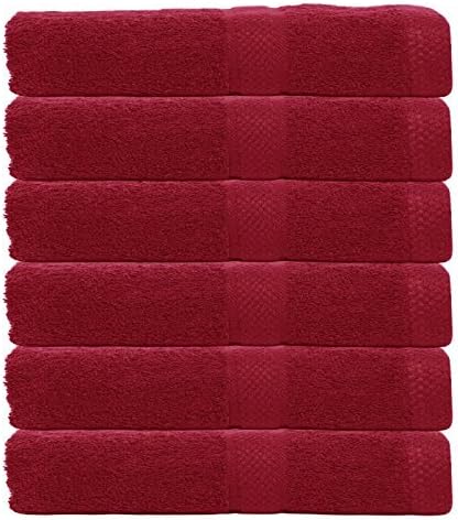 Set Of 6 Luxury Soft Egyptian Cotton Face Hand Towel Bale Set Bathroom Bath Gift 50 x 80cm (Maroon)
