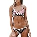 Produktbild Honestyi Damen Triangel Bandeau Push up Bikini-Set Gepolstert Frauen Zweiteiler Plus Size Sexy Backless Halter Floral Printed Swimwear Set