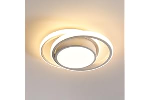 Seamoon Plafoniera LED Soffitto, Lampadario Led Moderna Rotondo 32W per Camera da Letto, Lampada da Soffitto Luce Calda 3000K 3000LM per Soggiorno Sala da Pranzo Balcone Cucina, Dia 28cm