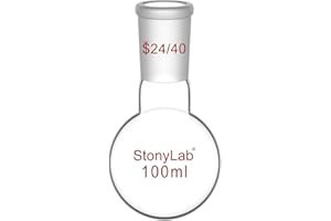 stonylab Matraz Fondo Redondo, Cuello Corto Matraz de Fondo Redondo de Pared Gruesa de Cristal de Borosilicato RBF con Junta Exterior Estándar 24/40, Round Bottom Flask Frascos de Laboratorio - 100ml