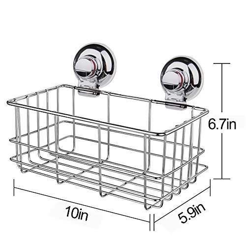GEEKHOM Badegestell mit starken Saugnäpfen, Duschen, rostfreier Edelstahl, tiefes Badezimmergestell für Shampoos, Conditioners, als Badezimmer- oder Küchenorganisierer - 4