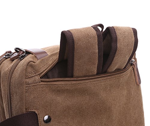 BAOSHA HB-22 Vintage Leinwand Herren Aktentasche Rucks  cke Arbeitstasche Umh  ngetasche Laptoptasche 14 Zoll Kaffee