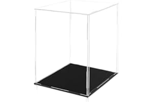 TSKDKIT Akrylowa witryna ekspozycyjna, 20 x 20 x 25 cm, przezroczysta, kolekcjonerska, stojak ekspozycyjny, pudełko ochronne na minifigurki, zabawki, rzemiosło, pamiątki, biżuterię