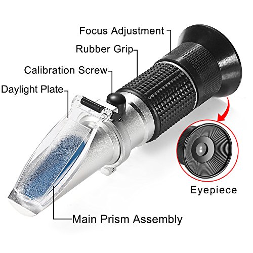 GrandBeing® refraktometer zucker honig Hand Brix Refraktometer, 0 ~ 90% mit Pipette, Schraubendreher, Reinigungstuch und Aluminium Kunststoff Gehäuse - 4