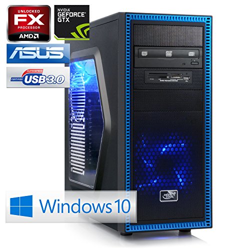 CSL PC Sprint D10013X inkl. Windows 10 – AMD FX-6300 6x 3500MHz, 8GB RAM, 1000GB HDD, GeForce GTX 1050 Ti, DVD, CardReader, GigLAN, 7.1 Sound, USB 3.1 - 2