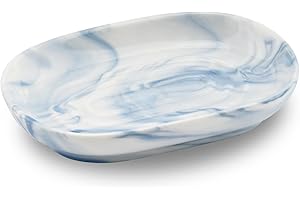 YoHyien Ceramiczna Mydelniczka, Antypoślizgowa Mydelniczka z Marmuru do Łazienki, Taca na Mydło, Uchwyt na Mydło do Prysznica, Kuchni i Zlewu, Utrzymuje Mydło Suche i Łatwe w Czyszczeniu (Niebieski)