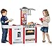Produktbild Unbekannt XL Spielküche mit Esstheke, mit Geräuschen, 114x102 cm, rot/ weiß: Kinderküche Spielzeug Küche Spielherd Licht Sound