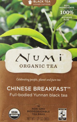 Numi Tea, Organic Chinese Breakfast, Black Tea, 18 Full Leaf Tea Bags, 1.27 oz (36 g)