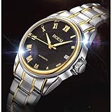 Herrenuhren, Herren Kleideruhr / Mechanische Uhr Automatikaufzug Kalender / Wasserdicht Edelstahl Band Bequem / Weltkarte Muster Gold Marke ( Farbe : Gold , Großauswahl : Für Manner-Einheitsgröße )