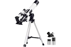 CyanCloud Telescope for Kids and Beginners, 40/400mm Astronomical Telescope with Finder Scope Compass, Tripod and Two Eyepieces, Refractor Telescopes for Astronomy Adult, Space Toys, NASA Gift