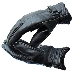 Krystle Warm Black 1 Pair Leather Snow Proof Winter Gloves for Men Boy Women Girls