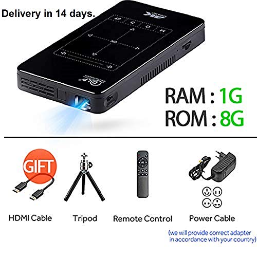 Mini Portable Projector - MINI Projector D7. Built-in Android WIFI,4,000mAH Battery, HDMI support 4K, 1080P Portable Digital Entertainment Projector (D7-1G/8G)