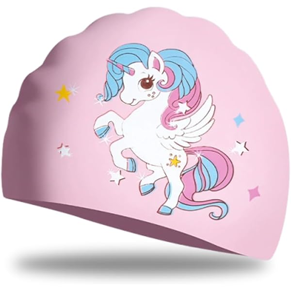Cuffia Da Piscina Bambina Echehi - Design Unicorno - Poliestere Impermeabile - Per Capelli Lunghi E Corti - 2 Pezzi - Foto 10
