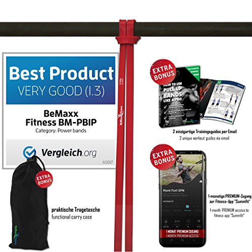 Klimmzughilfe Pull Up Resistance Band von BeMaxx Fitness + Bonus Trainingsguide – DAS Powerlifting Widerstandsband – Fitnessband für Ganz-Körper-Workout, Krafttraining, CrossFit, Stretching, Yoga - 2