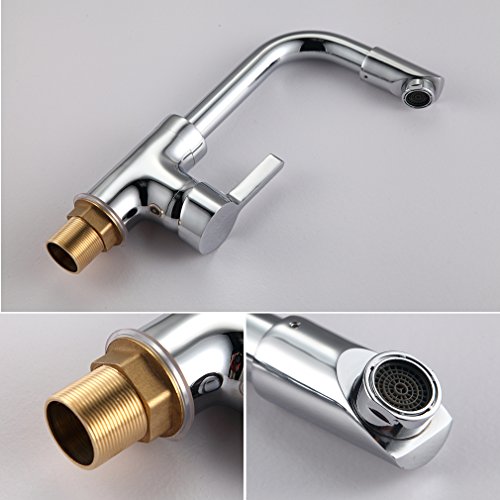 Auralum® 360° Drehbar Wasserfall Mischbatterie Armatur Chrom Wasserhahn für Küche Küchenamatur Waschbecken - 3