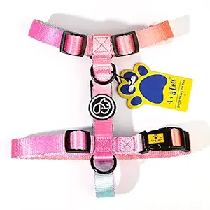 A+a Pets' H-Harness for Dogs, Puppies, Cats, Made with Soft and Waterproof Nylon Material (Large, Pink/Blue)