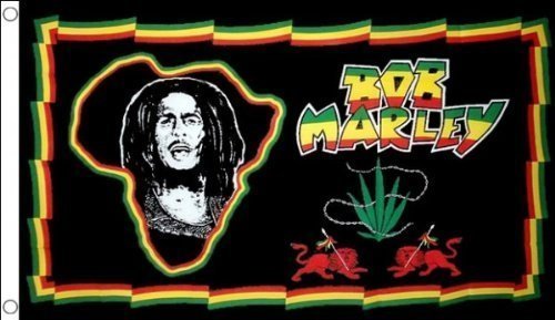 Preisvergleich Produktbild 5 ft x 3 ft (150 x 90 cm) Bob Marley Reggae Rasta Afrika 100% Polyester Material Flagge Banner Ideal für Pub Club Party Dekoration