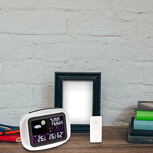 Anself Multifunktionale Funk-Wetterstation mit Farbdisplay Inkl. Außensensor Batteriebetrieben - 8