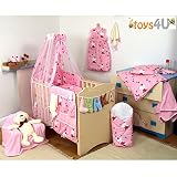 10tlg. Babybettwäsche Set, sort, 135x100cm