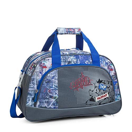 SKPAT - Bolsa Infantil de Deporte Estampada. con Doble Asa Bandolera y Cinta Trolley. Resistente Ligera y de Calidad. Colegio Viaje Gimnasio etc. Diseño Exclusivo. 53945, Color Gris