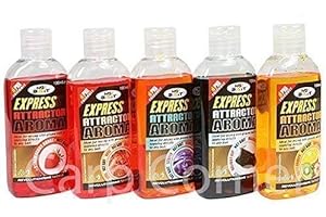 CARP-CORNER 5x 100 ml Fishing Carp Bait enhancement Glug Boilie Dip Halibut Scopex Strawberry Tutti & Krill