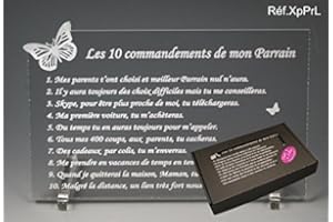 GRAVURE EVENTS Les 10 commandements de PARRAIN - Papillon texte Loin de moi - Cadeau Baptême & Communion