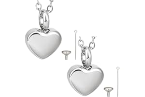 CREATCABIN 2 Confezione Piccoli Gioielli Cremazione A Forma Cuore Ceneri Collane A Forma Urna A Forma Cuore Portaceneri Gioielli in Urna Commemorativa in Acciaio Inossidabile Ciondolo 1.2x1.7cm