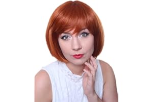 Prettyland miedziano-czerwony bob z krótkimi włosami Naturalny jak ludzki włos Prosta peruka codzienna Peruka Pomarańczowa C531