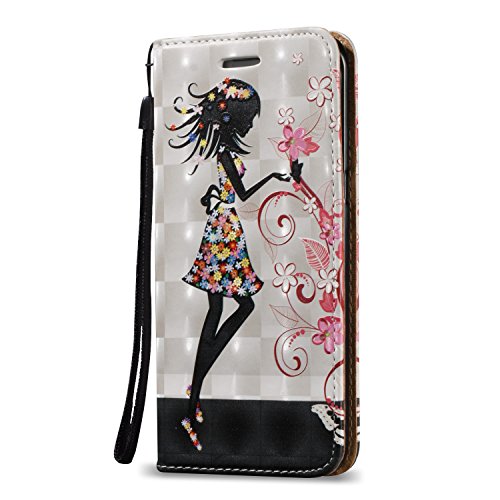 Galaxy S6 Edge Schutzhülle,Samsung S6 Edge PU Lederhülle Tasche,Sunroyal Cool Schwarz Mädchen Blumen Schmetterling Muster Bookstyle Brieftasche Flip Buchstil Wallet Case Protective Cover Etui Handytasche Schale Weichen Silikon Magnetverschluß mit Standfunktion und Karte Halter für Samsung Galaxy S6 Edge + Kristall Bling Diamant Anti Staub Schutz Stecker Stöpsel + Stylus Stift Touch Pen - 3