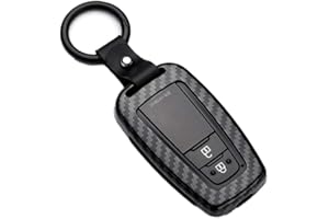Happyit Fundas de Cubierta de Llave de Coche de Carcasa de Fibra de Carbono ABS para Toyota CHR C-HR Prado Prius Camry Corolla RAV4 2 3 4 Botones Llavero Sin Llave (Negro)
