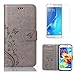 Produktbild Tasche für Samsung Galaxy S5 Mini Hülle Leder und Display Schutz Folie ,OYIME Grau Blumen und Schmetterling Muster Handyhülle zum Klappen Klappbar Magnet Kartenfach Vollschutz Klapphülle Etui Original Flip Case Full Book Cover Bumper Zubehör Set
