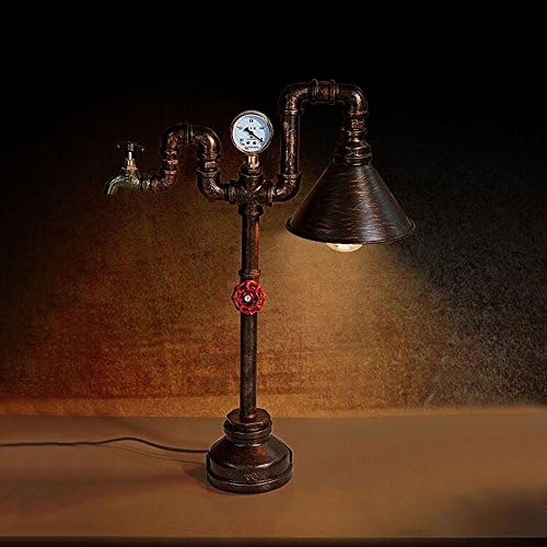 WSHFOR table lamp E27,Loft Edison retro industrial wind personality water tube desk lamp cafe bar Home office decoration creative table lamp,Metal color