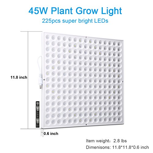 Preisvergleich Produktbild Lampwin LED Pflanzenlampe Vollspektrum Wachsen Licht 45W 225 LEDs, Zimmerpflanzen Wachstumslampe, Pflanzen Panel Beleuchtung für Hydroponic Gewächshaus Gartenarbeit Gemüse Blooming Growbox (6 Farben: Rot: 153, Blau: 34, Weiß: 24, Oran: 10, UV: 2, IR: 2)