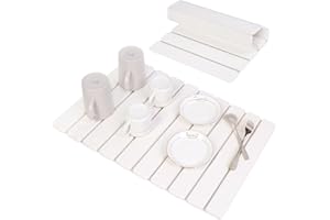 BoxedHome Große Stein-Abtropfmatten für Küchentheke, 60x40cm Wasserabsorbierende Kieselgur Matte Küche, Abtropfmatte Geschirr, Faltbare Spülbeckenmatte Abtropfmatte (Weiß)