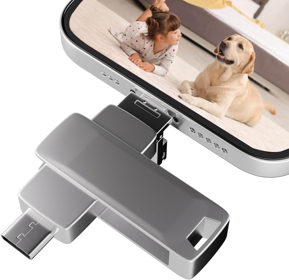 Pendrive 512 GB de Alta Velocidad 3.0 para iPhone, Memoria USB Externa 4 en 1 para Móviles, Teléfonos, Computadoras y Más - Disco Duro Externo para Datos, Fotos y películas, para Viajes y Oficina