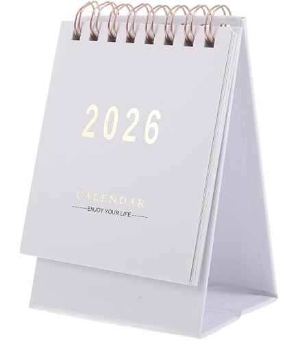 Cevemin 2025-2026 Mini Desktop Calendar - English Paper Flip Calendar With Sturdy Base And Notepad For Desk Organization