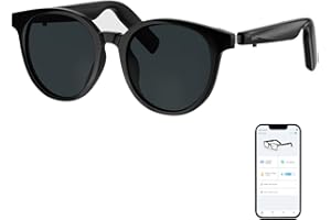 GetD Bluetooth Glasses, Open-Ear Smart Glasses, Polarized Sunglasses, Bluetooth5.4 Audio Glasses, Voice Assistant, Call Noise Reduction, UV Protection Lens for Men & Women (Black Frame + Grey Lens)