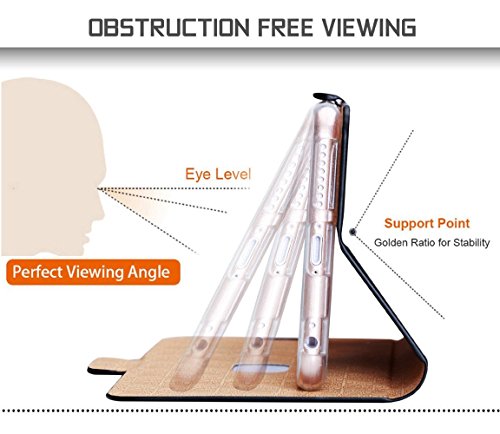 TopAce High Quality PU Cuero Funda Flip Cover Caso para Huawei Mate 9  Negro 